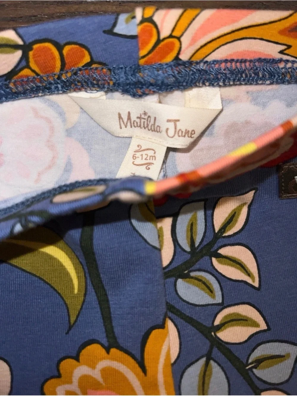 Matilda Jane Mustard Yellow Top & Blue Floral Ruffle Bennys 2 Piece Set Bundle